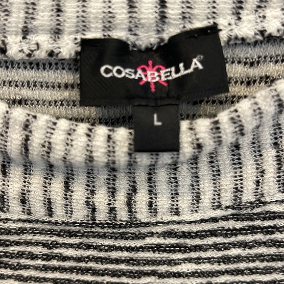 Cosabella Moonlight Black & White Relaxed Fit Scoop Neck Top - Picture 4 of 8